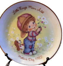 Avon Mother's Day Small Plate Little Things Mean A Lot Boy Son Dog Puppy 1981 picture