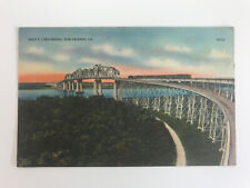 Postcard LA New Orleans Huey P Long Bridge Mississippi River c1940's picture