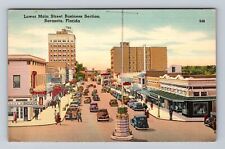 Sarasota FL-Florida, Lower Main Street Business Section Vintage Postcard picture