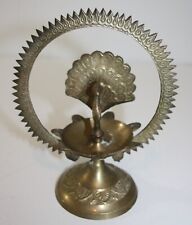 Vintage Brass Five Wick Peacock Oil Lamp Hindu Temple Home Puja Lamp picture