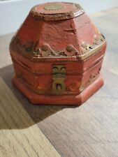 Trinket Box Vintage Hand Made Rust Colored With Gold Accents Latch Wood  picture