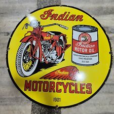 INDIAN MOTORCYCLES PORCELAIN ENAMEL SIGN 30 INCHES ROUND picture