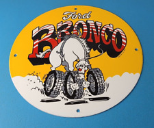 Vintage Ford Bronco Service Porcelain Sign - Gas Pump Porcelain Auto Sign picture