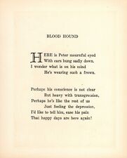 Vintage Bloodhound Poem Poetry Print 1930s Bloodhound Wall Art Decor 4659g picture