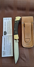 Buck 110 Hunter Knife Drop Point Anvil Tang Stamp Distressed Leather Sheath picture