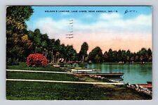 Angola IN-Indiana, Weldon's Landing, Lake James, Docks, Vintage c1948 Postcard picture