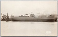 Ship 'War Comox' New Westminster BC Launched Poplar Island 1918 RP Postcard H63 picture