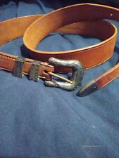 Vintage DON RICARDO STERLING BELT BUCKLE SET Brown Leather Belt Good Condition  picture