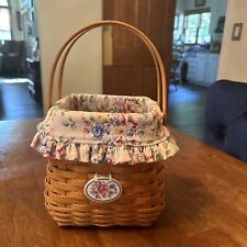 Longaberger 2002 Tiny Tote Basket, Liner, Protector & Tie On picture