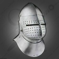 Medieval Custom SCA HNB Combat Jousting Bascinet Helmet preowned leather armor picture
