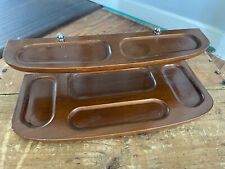 Vintage Taiwan MCM Wood Dresser Valet 2-Tier Desk Caddy Organizer Jewelry Tray picture