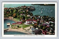 Gloucester MA-Massachusetts, Portion Of Rocky Neck, Aerial View Vintage Postcard picture