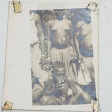 Vintage WWII World War 2 Guadalcanal Native Family Boy Smoking Cigarette picture