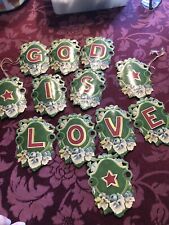 Antique Victorian Banner Letters Raphael Tuck & Sons 1899 GOD IS LOVE Germany picture