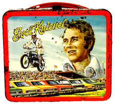 VTG 1974 Aladdin Evel Knievel Metal Lunch Box No Thermos Motorcycle Daredevil picture