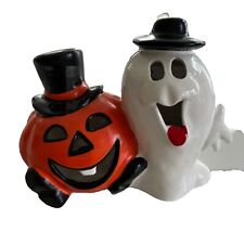 Vintage ceramic light up Halloween ghost pumpkin friends home decor figure picture