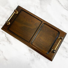 MA LECK (MaLeck) WOODCRAFTS Vintage 60s Wood Tray & Brass Accents - Charcuterie picture