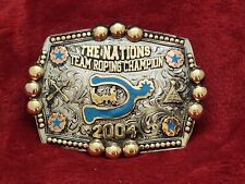 CHAMPION TROPHY BUCKLE RODEO PRO TEAM ROPING☆THE INDIAN NATIONS☆2004☆RARE☆R29 picture