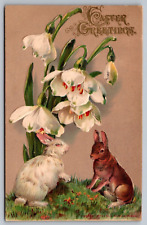 Easter Greetings-Antique Embossed Postcard c1908-Very Hard to Find picture