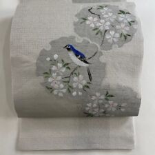 Obi Kimono Opening Nagoya Obi, Excellent Item, Snow Ring, Flowers And Birds, Sil picture
