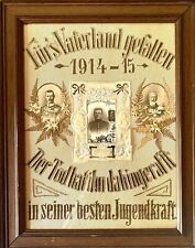 Antique German WW1 Military Handmade Honor Tribute Plaque Young Fallen Soldier picture