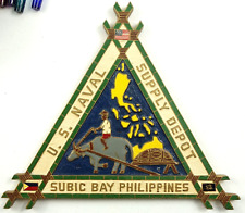 US Naval Supply Depot Base Subic Bay Philippines Wood Insignia Hand Painted Sign picture