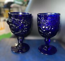 2 LG Madonna Inn Cobalt Blue Wild Rose Glass Goblet 6.5