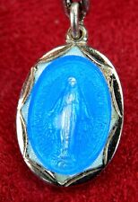 Carmelite Nuns Lourdes Pilgrimage Sterling Blue Enamel Catholic Miraculous Medal picture