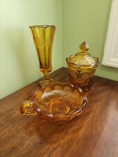 Lot Of 3 Vintage Fostoria Coin Items: Vase, Candy Dish, and Sugar Holder picture