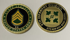 US Army Staff Sergeant SSG Rank W/  4th Infantry Division 4ID  2x Challenge Coin picture