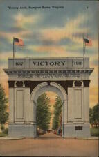 1942 Newport News,VA Victory Arch Virginia Dominion News Agency Linen Postcard picture