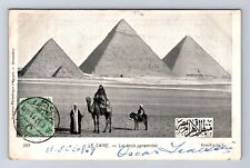 La Caire Egypt, Les trois pyramides, Antique, Souvenir, Vintage c1907 Postcard picture