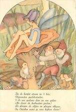 Postcard 1930s Fantasy Fairy Gnomes mushroom cap artist 23-12880 picture
