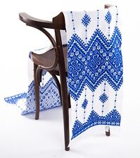 Rushnyk Ukrainian Wedding Blue Handmade satin-stitch Embroidery 200x30cm Towel picture