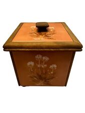 Vintage Italian Tile Santerno Mola  & Wood Canister Lidded Box Floral 7” picture