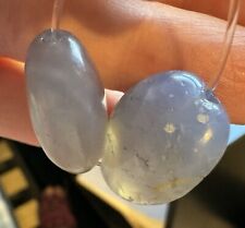 PAIR OF ANCIENT PERSIAN BLUE CHALCEDONY BEADS   (Not) African Trade beads picture