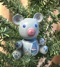 Vintage 1980’s Wooden Teddy Bear Christmas Ornament 2.5” picture