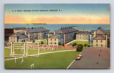 1942 US Naval Training Station Barracks Newport RI SOLDIER MAIL Postcard picture