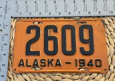 1940 Alaska License Plate 2609 ALPCA Garage Decor Black And Orange picture