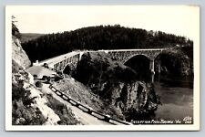 c1948 RPPC Deception Pass Bridge Washington US Classic Cars VINTAGE Postcard picture