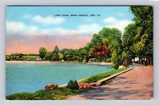 Angola IN-Indiana, Scenic Roadway Around Lake Gage, Vintage c1948 Postcard picture