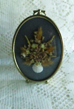 Vintage Oval Dried Straw Flowers Picture Frame 4-3/8