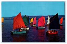 c1960 Colorful Sailing Boat Chautauqua Lake Chautauqua New York Antique Postcard picture