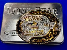 Great Plains Rodeo Champion Barrel Racer Trophy Lone Star Belt Buckle picture