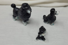 Vintage Miniature Poodle Figurine Set Of 3 Mini Black Dogs picture