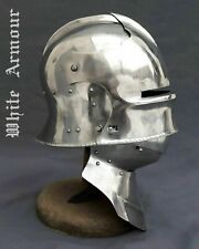 Custom SCA HNB 16 Gauge Steel Medieval Tournament Sallet Helmet With Bevor TR34 picture