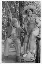 Author Jessie Tarbox Beals, in large straw hat, sitting on p - 1900 Old Photo picture