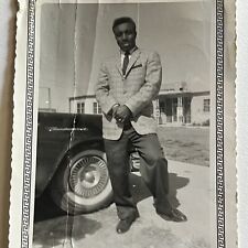 Vintage B&W Snapshot Photograph Black African American Man San Antonio TX picture