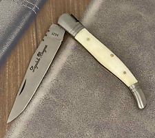 Vintage Laguiole Pocket Knife Blade Steel Antler Handle Men's White Rare Old 20c picture