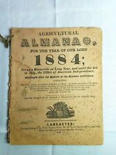 Vintage 1884 John Bear Baer's Agricultural Almanac Lancaster, PA Antique Farmers picture
